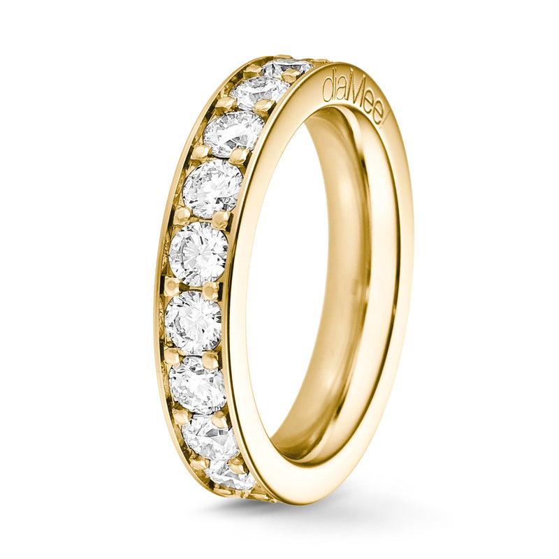 Diamond Wedding Ring Set with 4 grains-rails - Full circle 3.5 mm / 3 carats