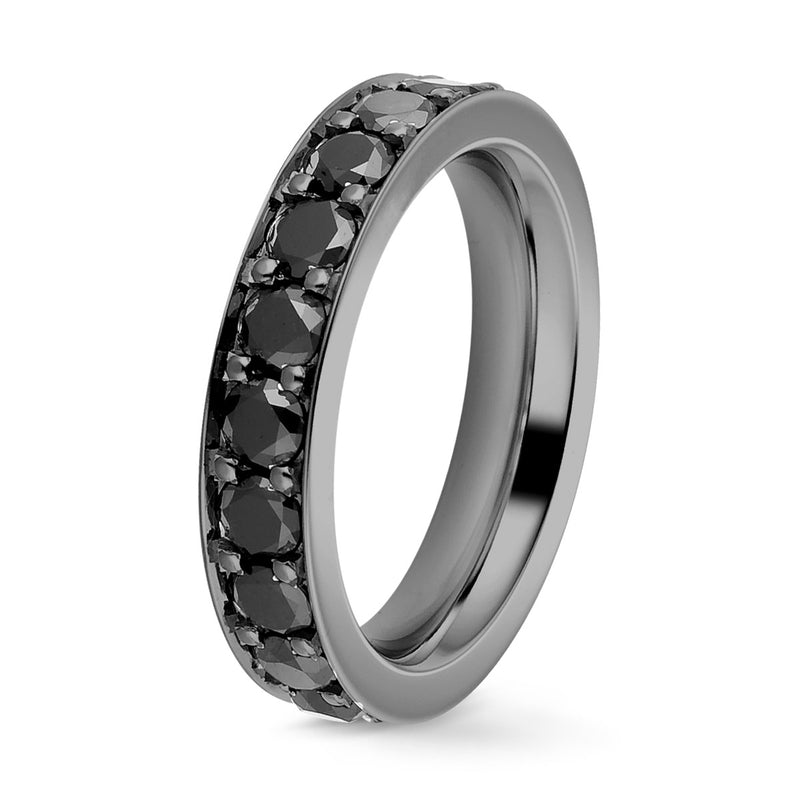 Eternity channel set Black diamond ring- Full turn 3 mm / 2 carats