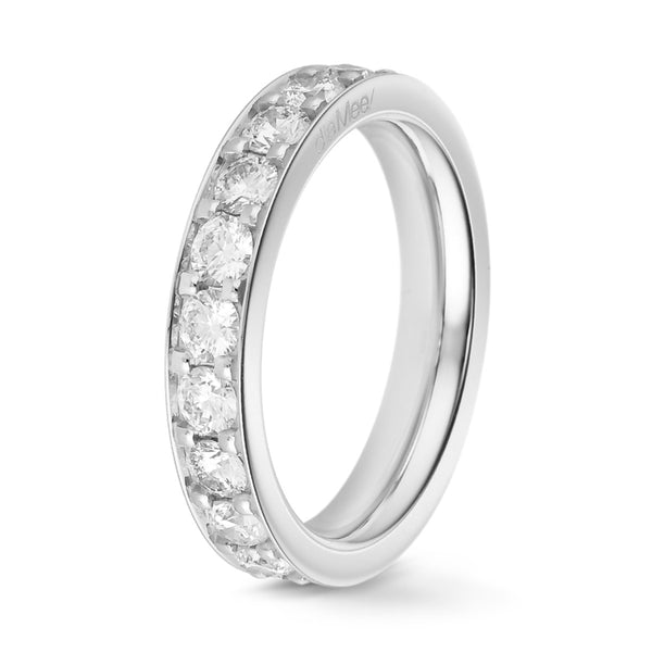 Diamond Wedding Ring Set with 4 grain-rails - Full circle 3 mm / 2 carats