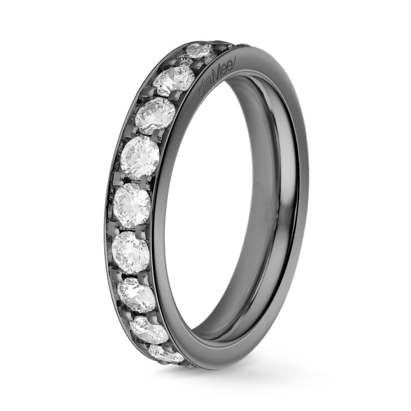 Diamond wedding band 4 grain-rails setting - Black gold - Full circle 3 mm / 2 carats