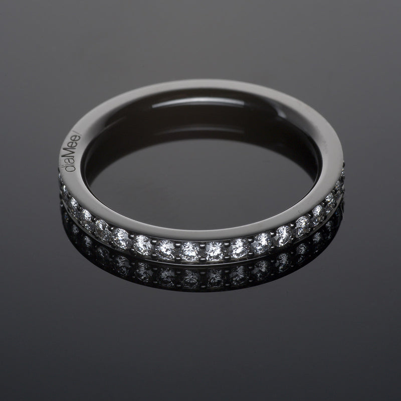 Diamond wedding band set with 4 grain-rails Black gold - 2/3 circle 2 mm / 0.75 carat