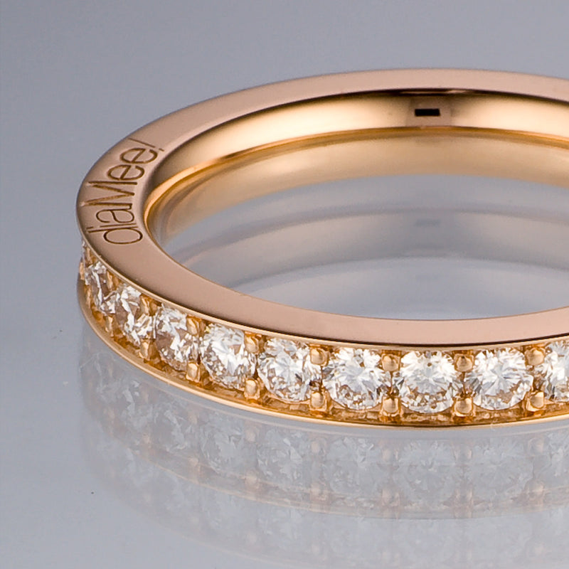 Diamond Wedding Ring Set with 4 grain-rails - Full circle 2.5 mm / 1.5 carat