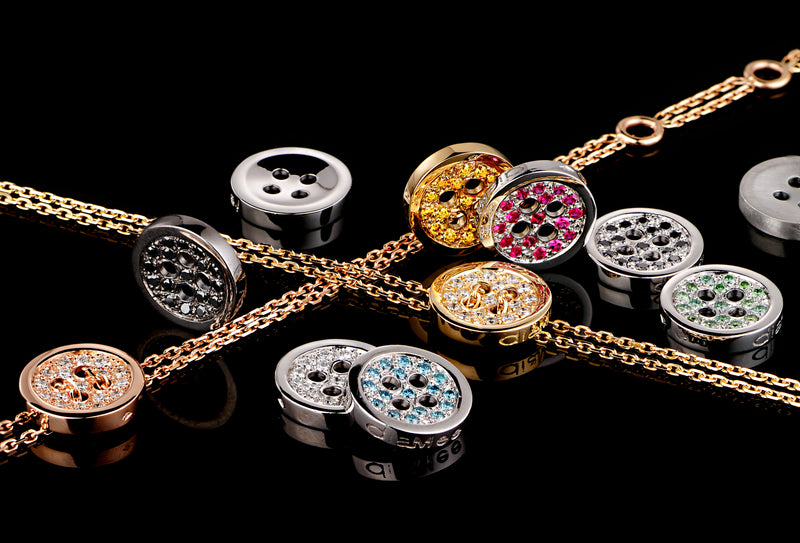 Love Button "Ultra Feminine" Gold 750 + Diamonds + Double Gold Bracelet