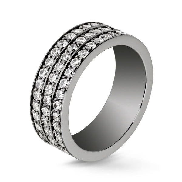 Anillo de diamantes Lovelines - 3 filas de oro negro