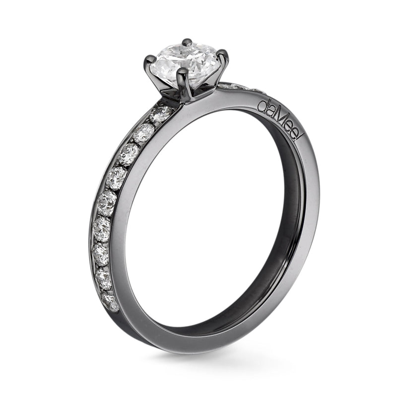 Engagement ring - Black gold - Collection N ° 01 Paving white diamonds