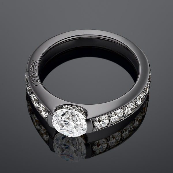 Bague de fiancailles - Or noir - Collection N°02 Pavage diamants blancs
