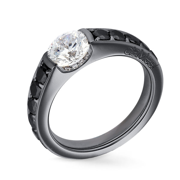 Engagement ring - Black gold - Collection N ° 02 Paving black diamonds