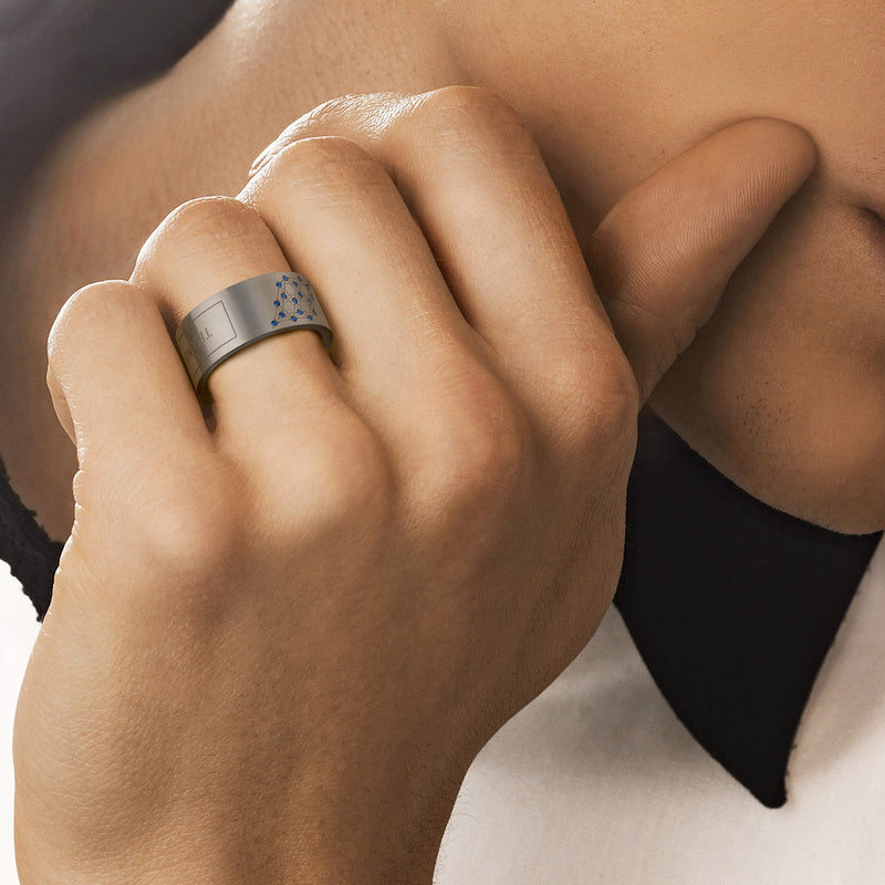 Anillo Atomeec de zafiros azules